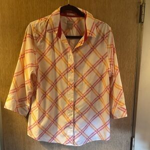 Chico's Plaid Button Down No Iron Shirt
